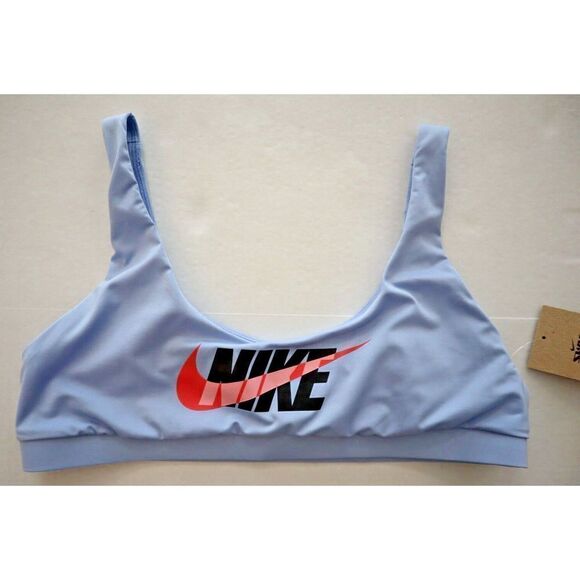 Nike Swim FD3530-479 Women's Sz L Cobalt Blue Logo Scoop Neck Bikini Top - Picture 1 of 8